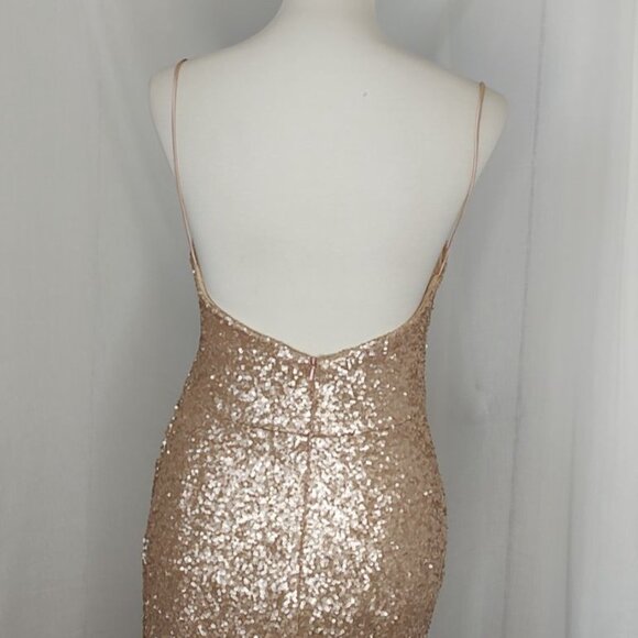Sorella Vita Dress 10 Maxi Formal Gown Rose Gold Sequins Bridesmaid 8884 Prom - Picture 9 of 16